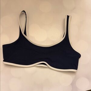 Athleta Dark Blue and Cream Sports Bra